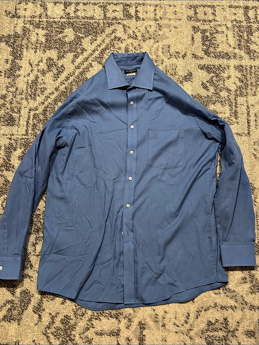 Van Heusen Flex Regular Fit Ultra Wrinkle Free Dress Shirt Blue Dress Shirt